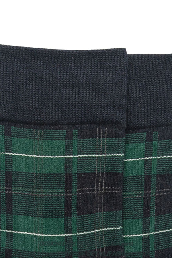 Green Plaid Cotton Socks