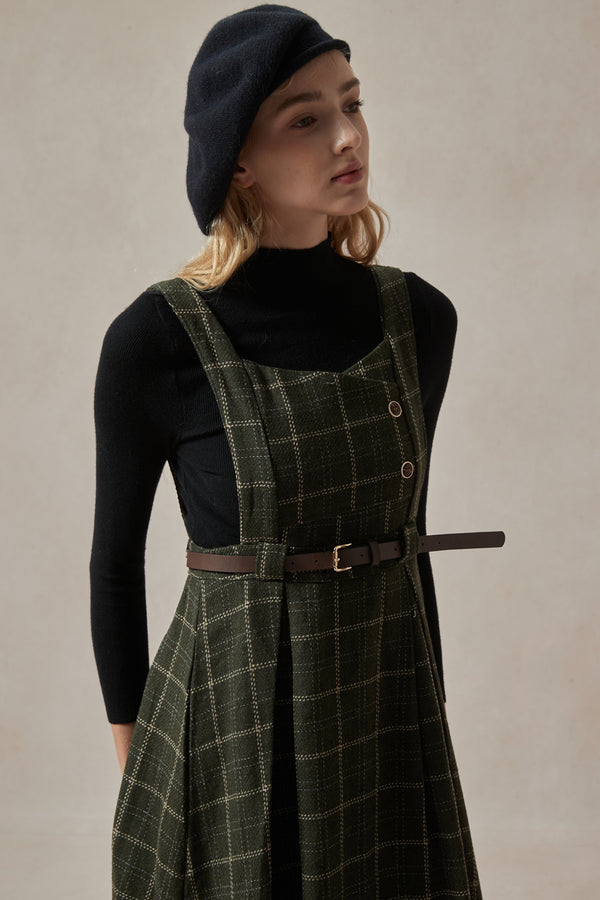 Tessa Vintage Green Plaid Dress