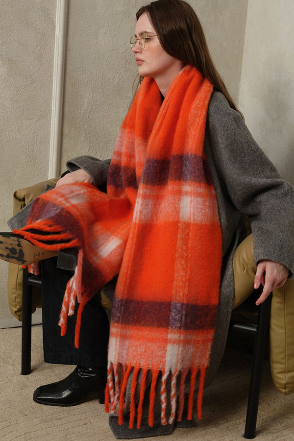Oversize Green Plaid Scarf