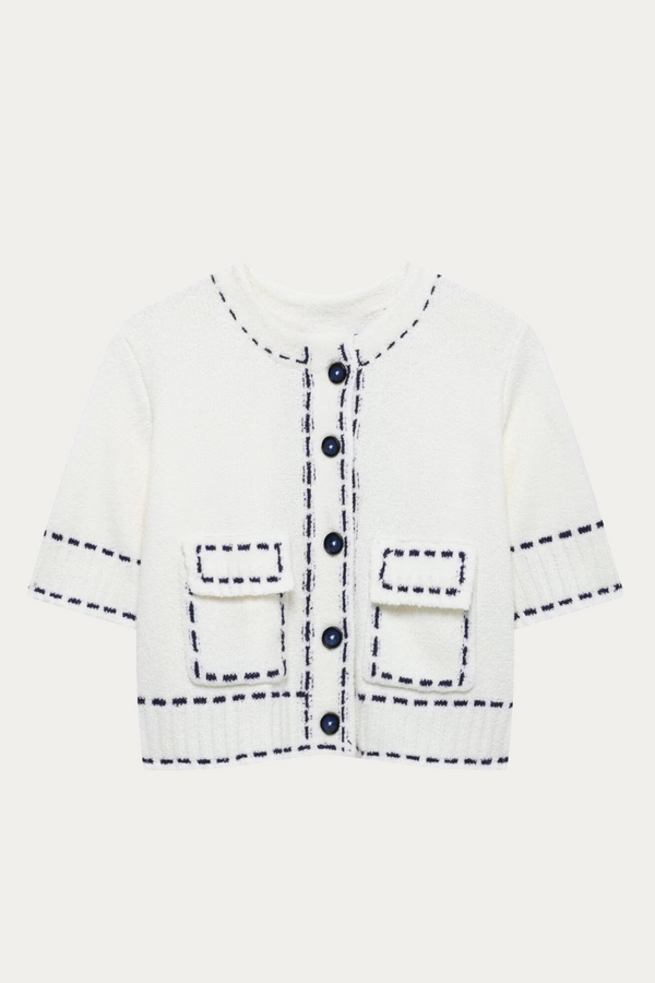 Hilary Knitted Short Sleeve Button Up