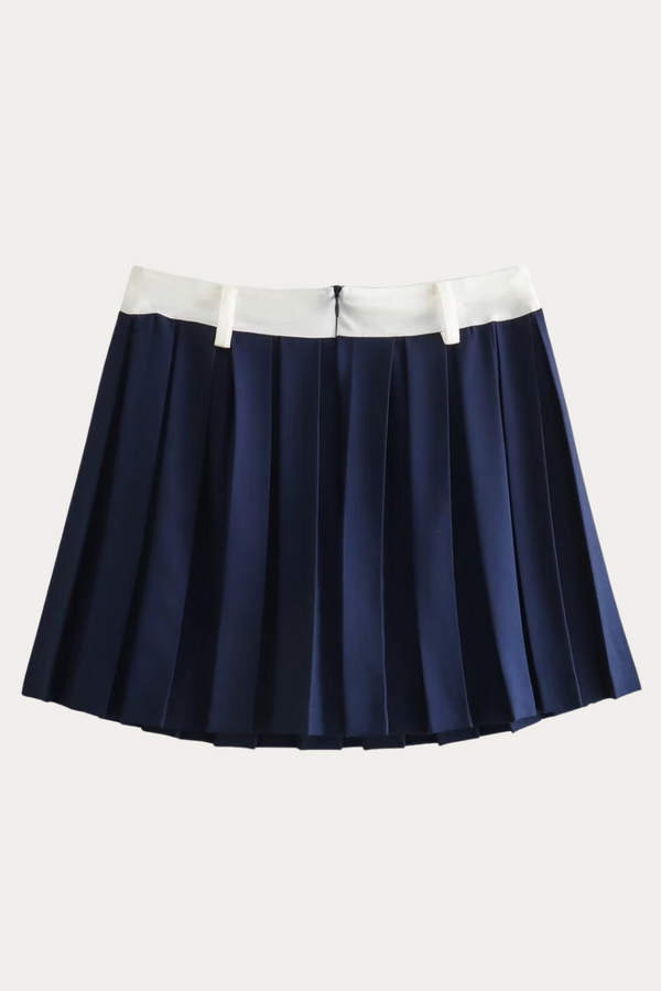 Magee Navy Blue Pleated Skirt