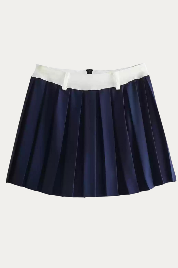 Magee Navy Blue Pleated Skirt