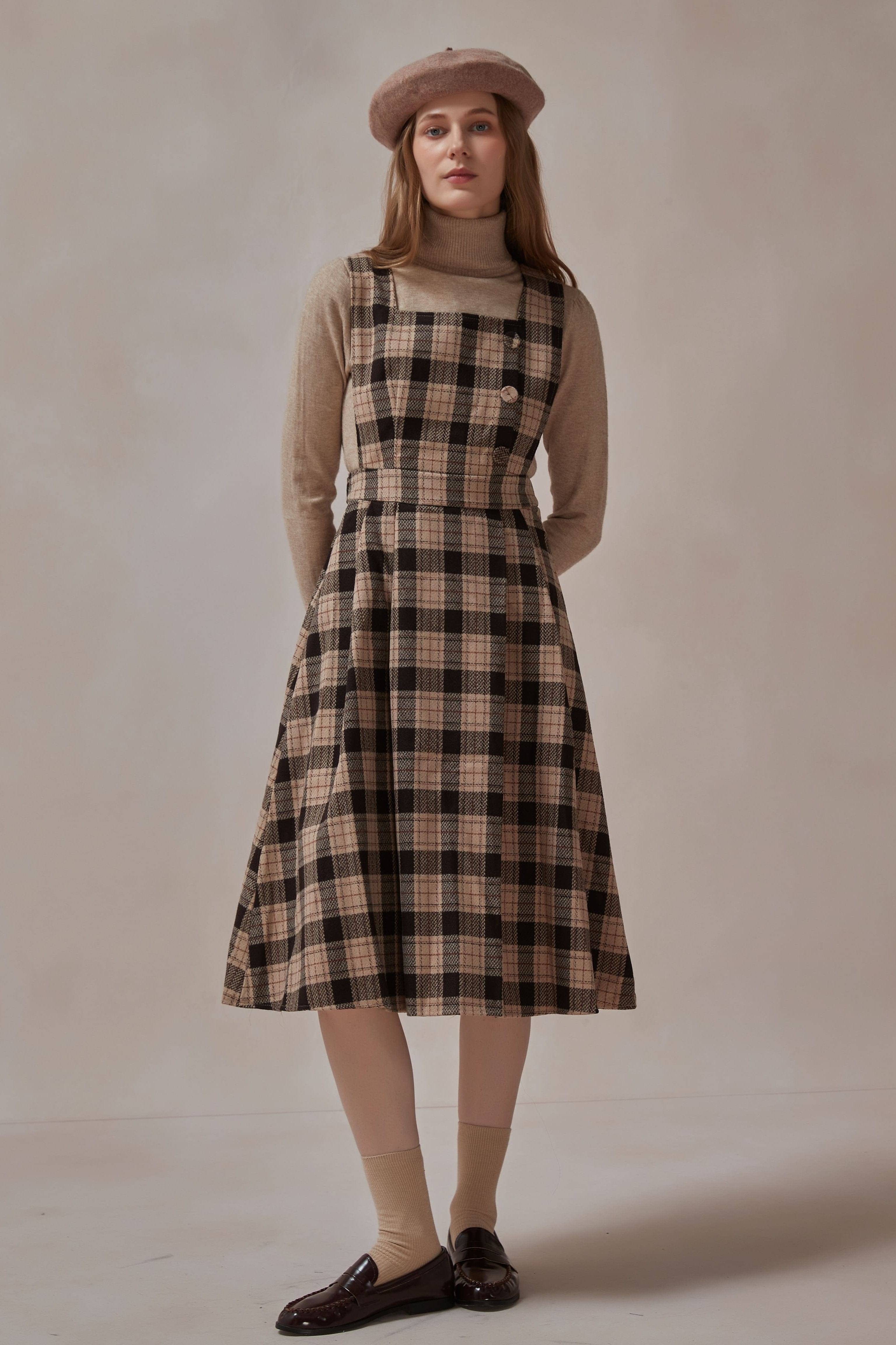 Sybil Vintage Dress with Plaid, S
