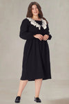 Sylvana Plus Size Black Midi Dress With Sleeves