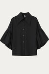 Liora Plus Size Lantern Sleeves Black Blouse