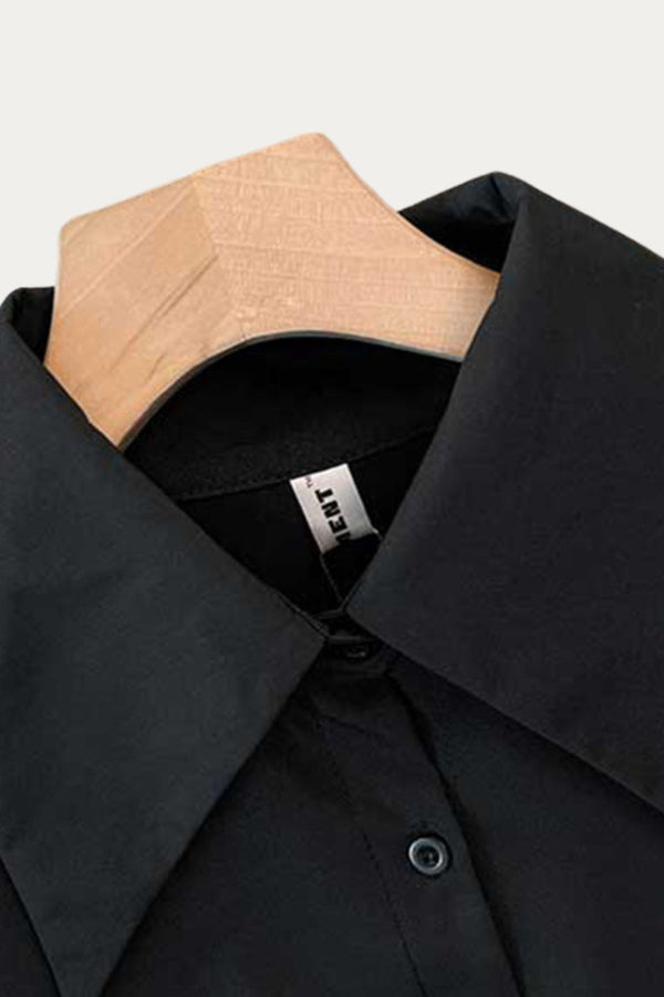 Liora Plus Size Lantern Sleeves Black Blouse