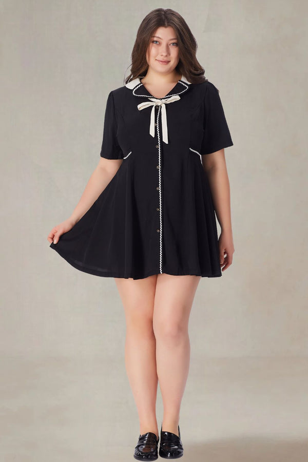 Marcella Plus Size Mini Black Dress
