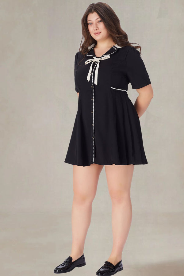 Marcella Plus Size Mini Black Dress