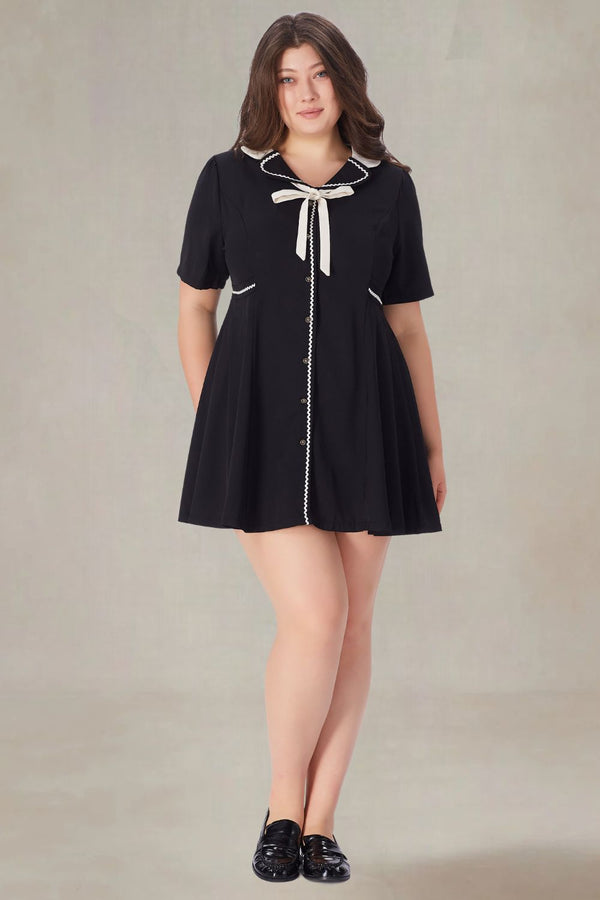 Marcella Plus Size Mini Black Dress