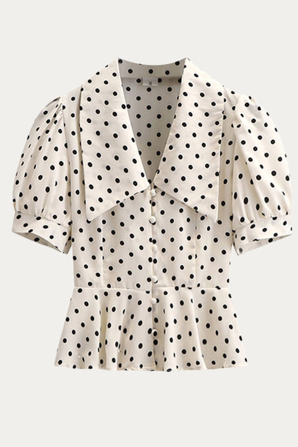 Leontine Plus Size Polka Dot Blouse