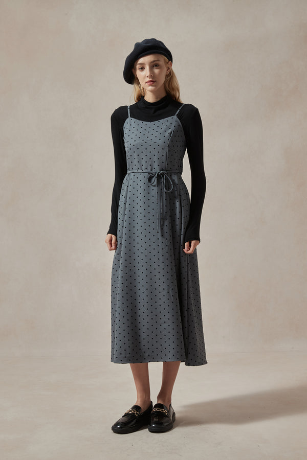 Fiona Polka Dot Midi Dress and Black Turtleneck Set
