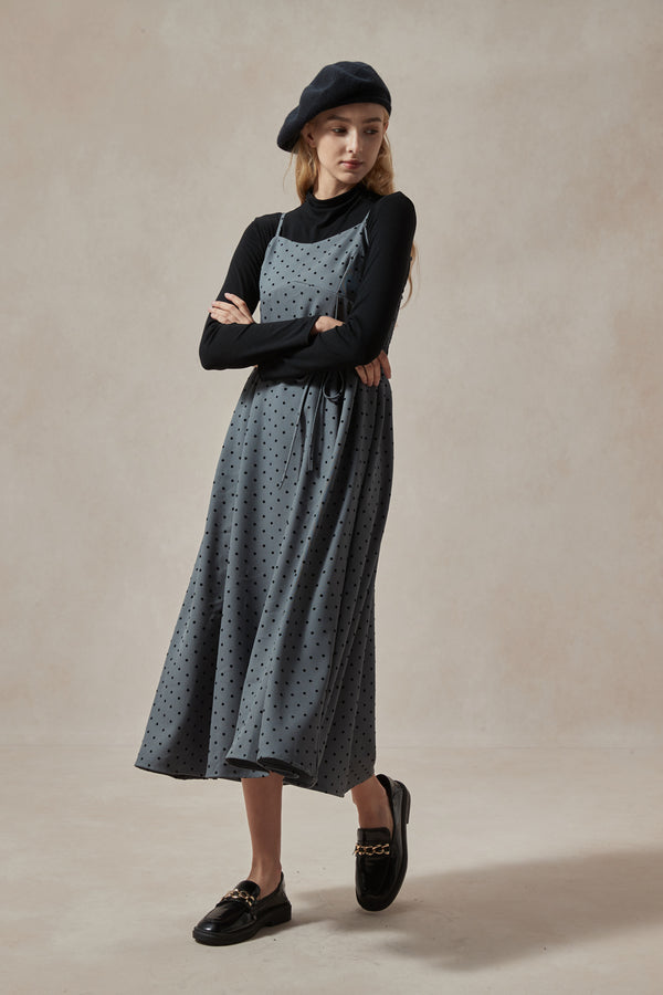 Fiona Polka Dot Midi Dress and Black Turtleneck Set