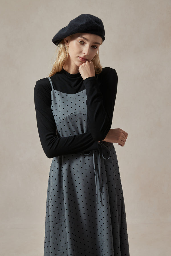 Fiona Polka Dot Midi Dress and Black Turtleneck Set