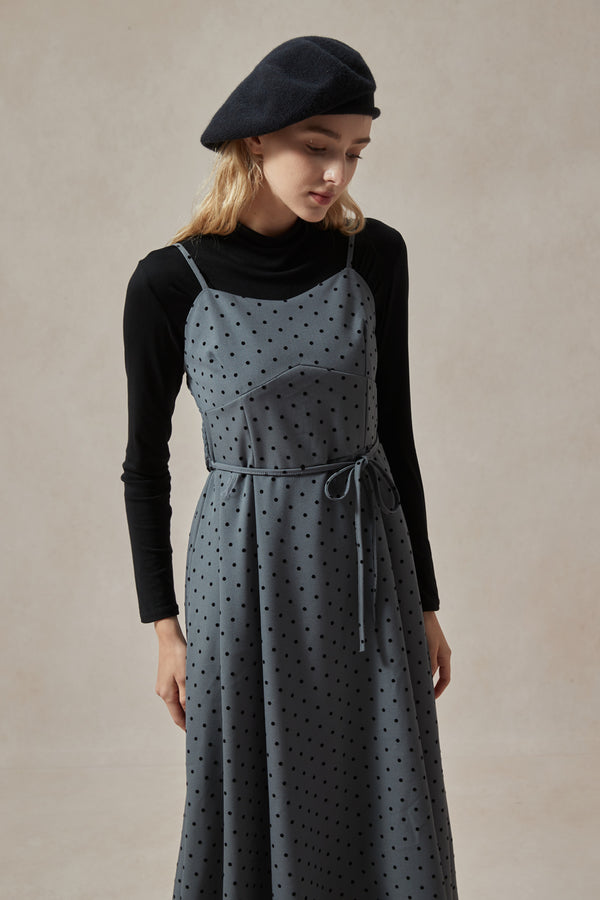 Fiona Polka Dot Midi Dress and Black Turtleneck Set