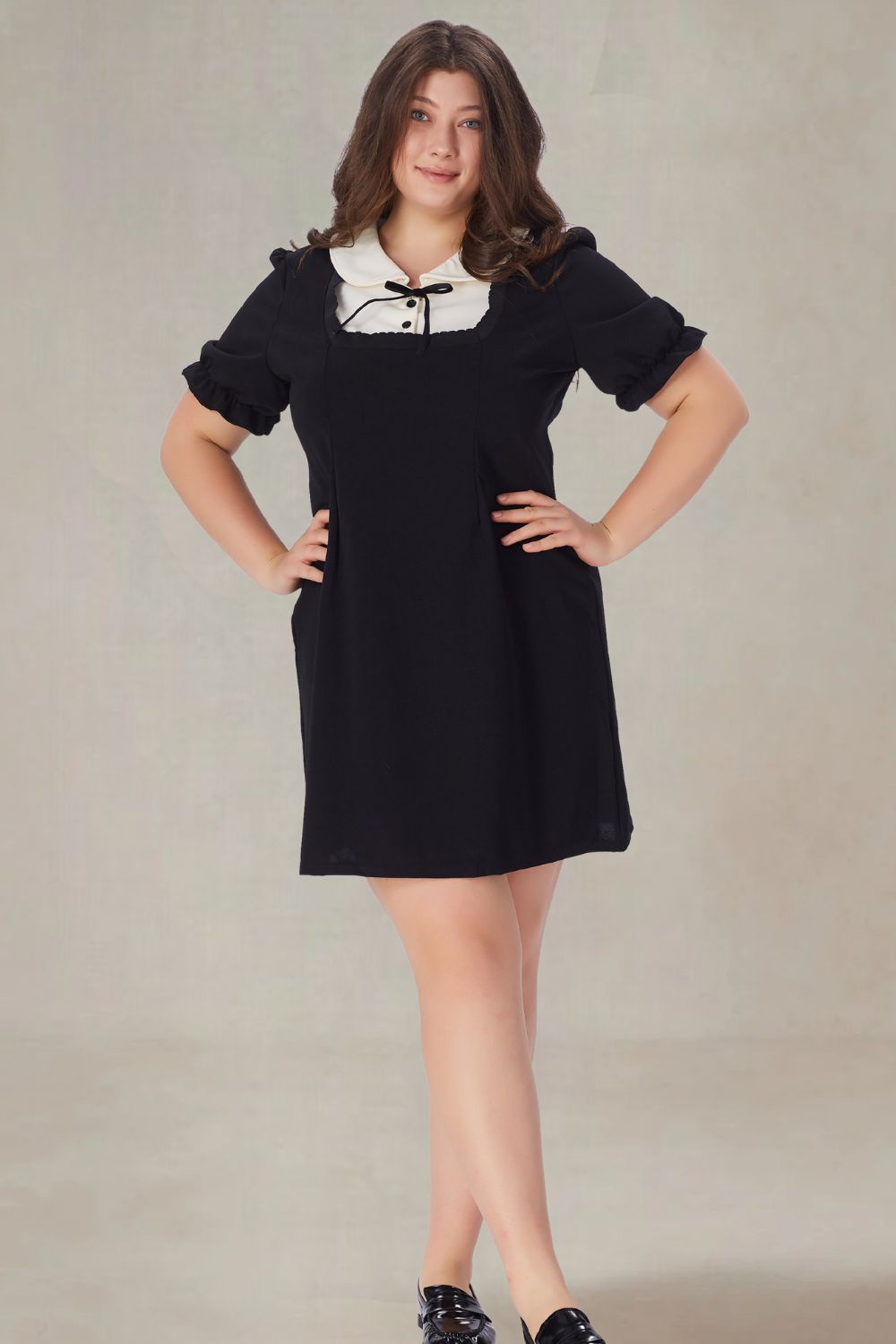 retro black dress plus size Unique Vintage Plus Size Black Floral Mesh Cutout Swing Dress