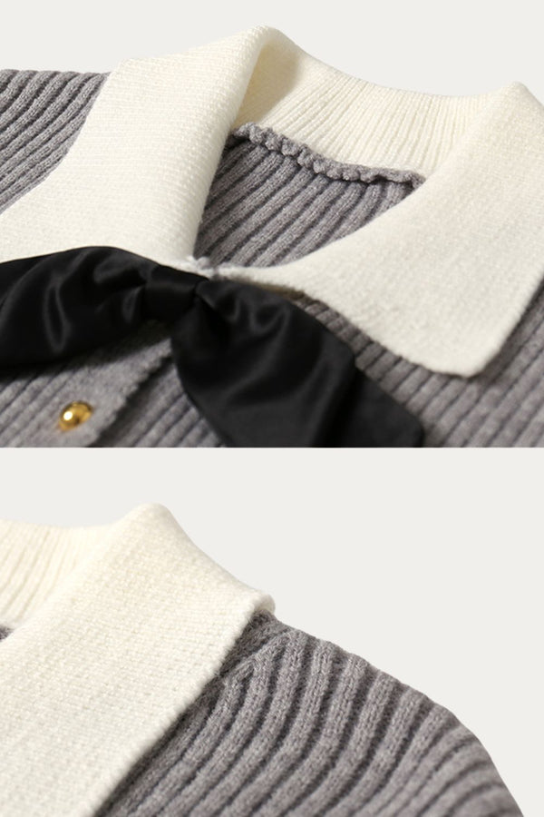 Juno Striped Knit Sweater with Bow
