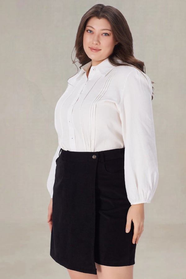 Irene White Ruffle Blouse Plus Size