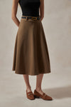 Florence Black/Camel Wool Midi Skirt