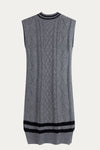 Grey Cable Knit V-Neck Sweater Vest Dress