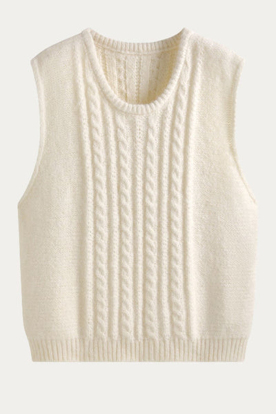 Titania Oversize O-neck Cable Knit Vest