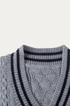 Grey Cable Knit V-Neck Sweater Vest Dress