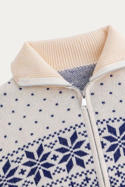 Fair Isle Zipper Up Sweater