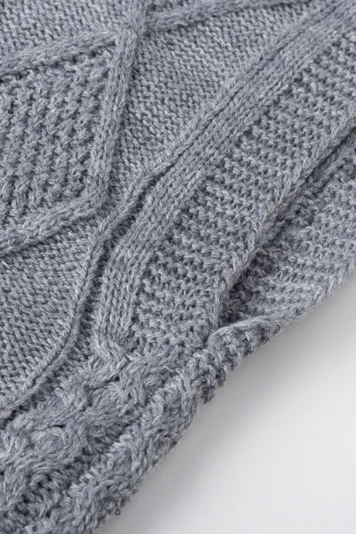 Grey Cable Knit V-Neck Sweater Vest Dress, M / Gray Grey Cable Knit V-Neck Sweater Vest Dress, M / Gray