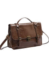 Vintage Brown Leather Satchel with Buckle Straps