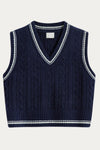 Sylvie Navy Cable Knit Sweater Vest