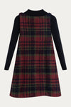 Red Plaid A-Line Pinafore Dress with Pocket