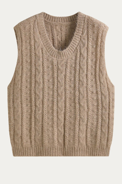 Tullia Round Neck Cable Knit Sweater Vest