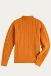 Orange Color Turtlneck Cable Knit Sweater