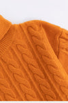 Orange Color Turtlneck Cable Knit Sweater