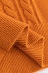 Orange Color Turtlneck Cable Knit Sweater