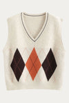 Green Argyle Knit Sweater Vest