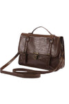 Vintage Brown Leather Satchel with Buckle Straps