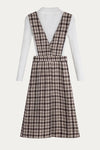 Vintage Plaid Pinafore Dresses with Sweater