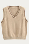 Green Cable Knit V-Neck Sweater Vest with Contrast Trim