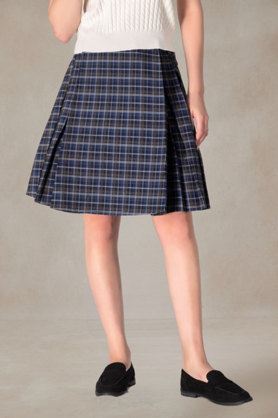Nigel Navy Blue Plaid Skirt