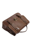 Vintage Brown Leather Satchel with Buckle Straps