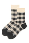 White and Black Plaid Cotton Socks