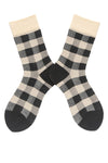 White and Black Plaid Cotton Socks