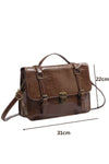 Vintage Brown Leather Satchel with Buckle Straps