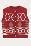 Vintage Aztec Button-Up Sweater Vest