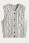 Tamsin Button Up Vintage Cable Knit Vest