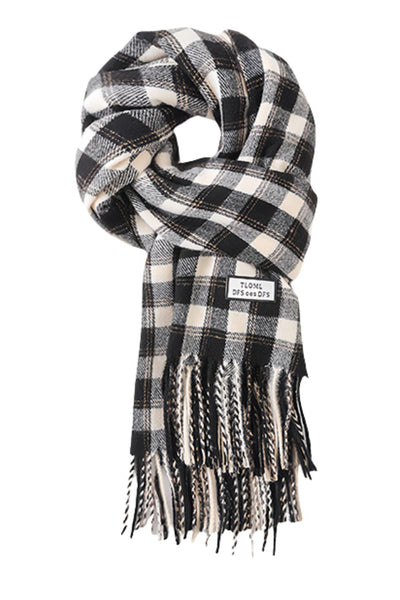 Plaid Scarf with Tassel