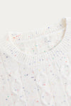 Jane Vintage Crew Neck White Cable Knit Sweater