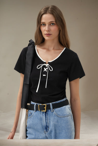 Cloe Black Short sleeve Tops