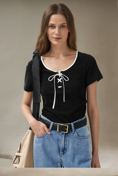Cloe Black Short sleeve Tops