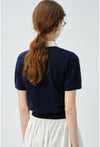 Xaviera Navy Polo Knit Tops